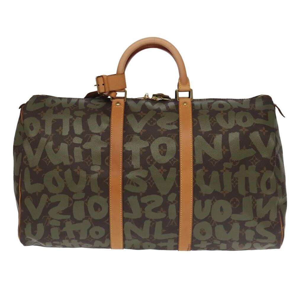 Louis Vuitton Monogram Graffiti Keepall 50 Boston Bag Khaki